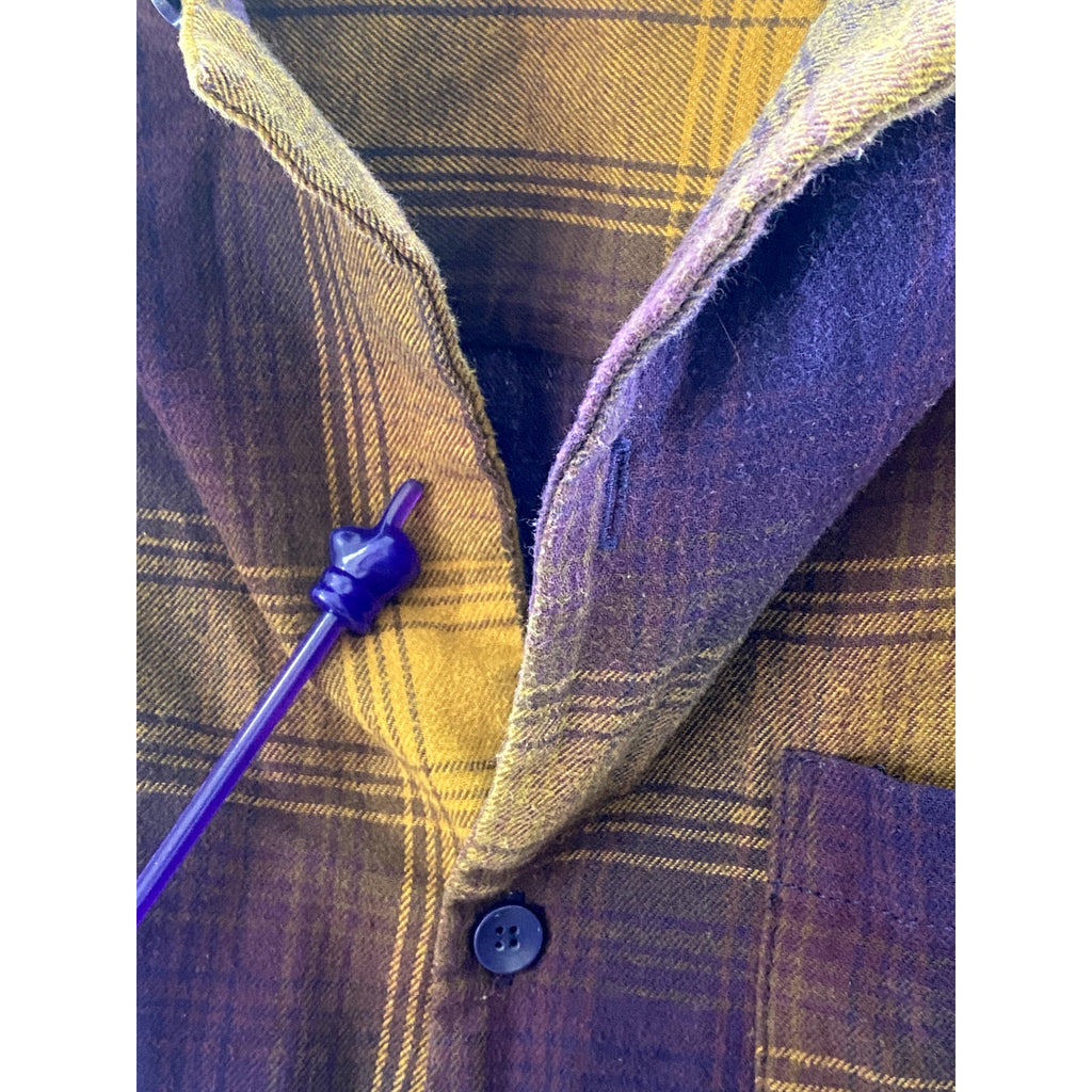 STANDARD/CLOTH Men's Purple-Yellow Plaid Regular-Fit Flannel Button-Up Shirt SZS