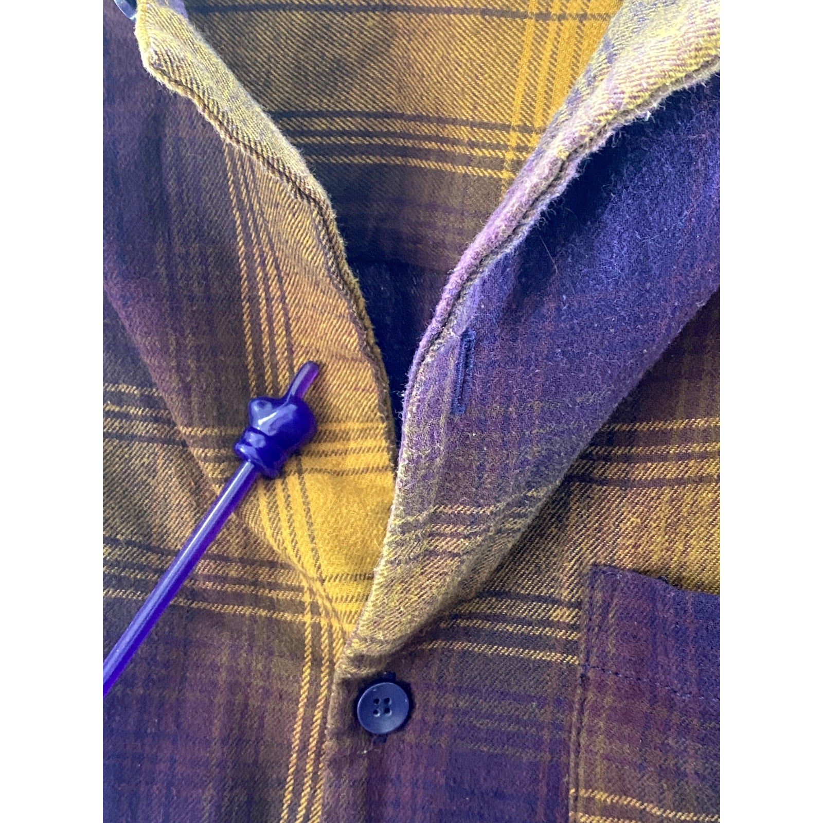 STANDARD/CLOTH Men's Purple-Yellow Plaid Regular-Fit Flannel Button-Up Shirt SZS
