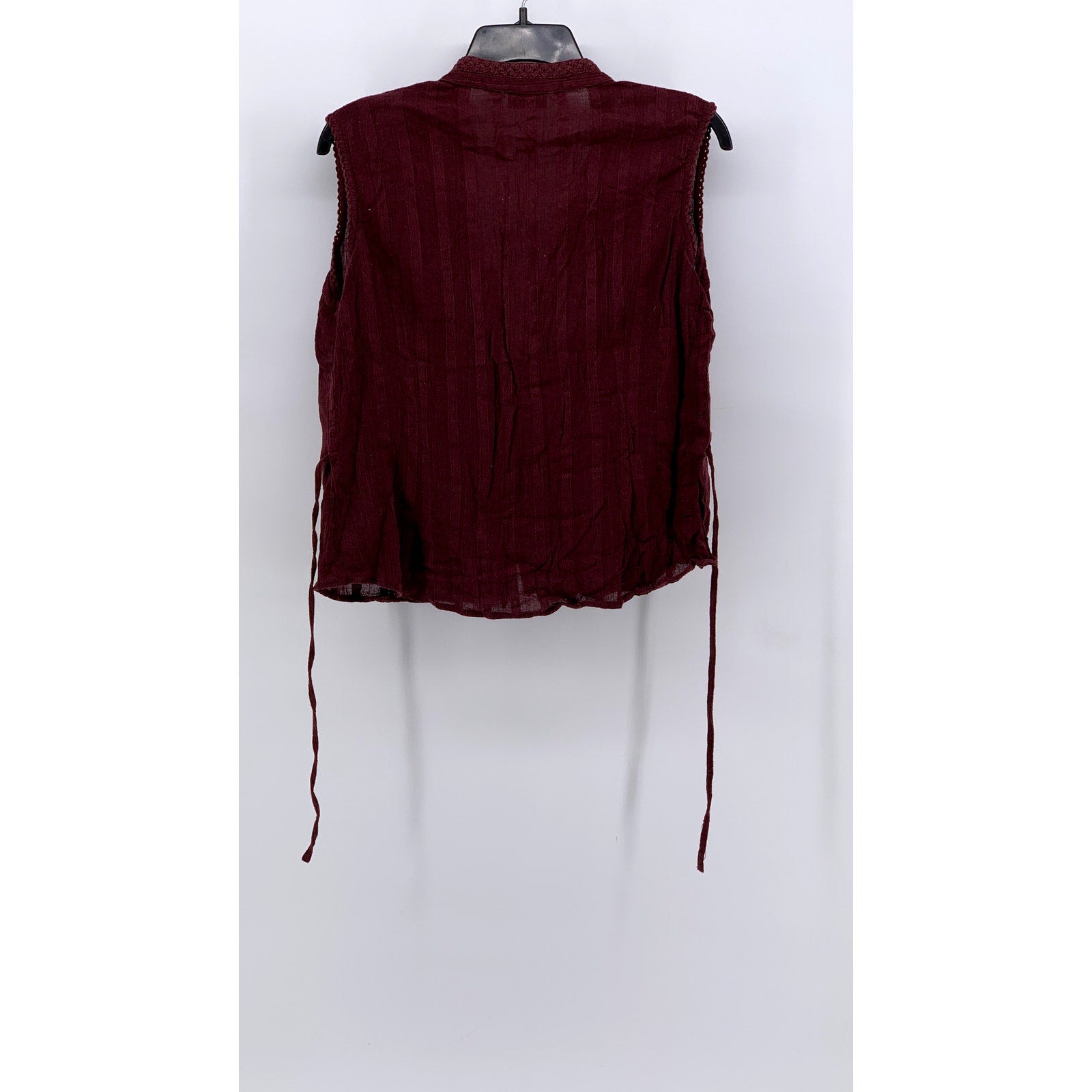 A.N.A A NEW APPROACH Women's Burgundy Knit Sleeveless Button-Up Top SZ L