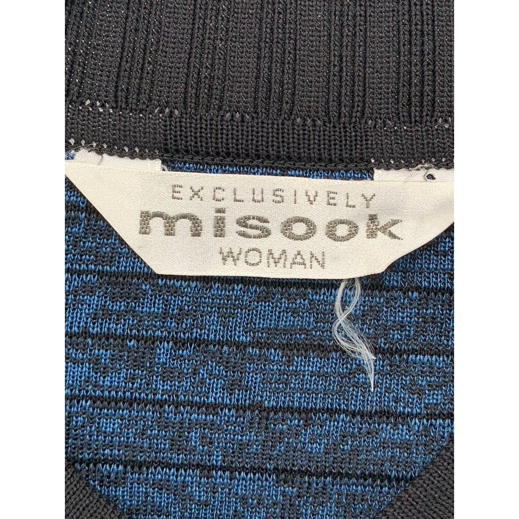 EXCLUSIVELY MISOOK Women's Vintage Blue-Black Striped Zip-Up Cardigan SZ L