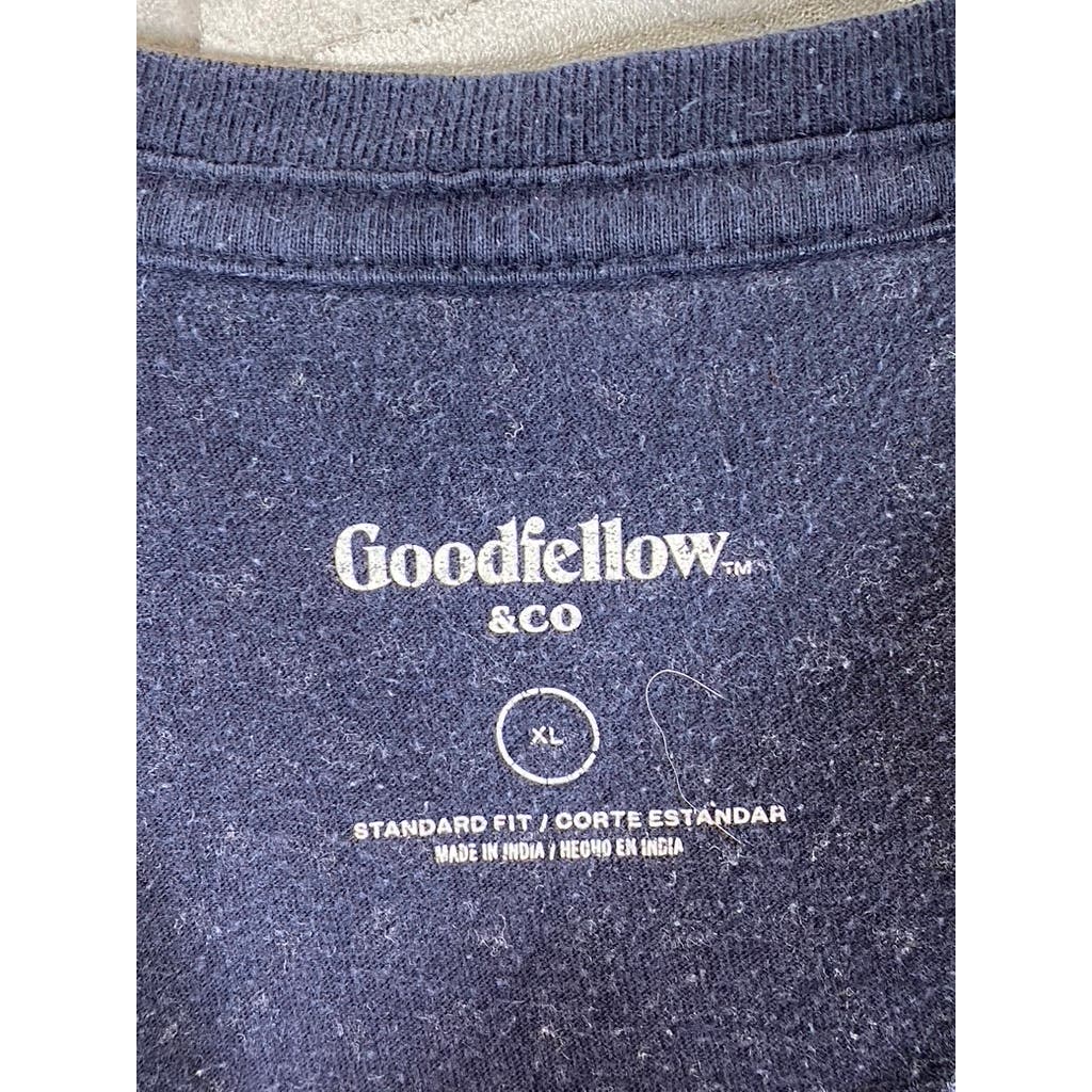 GOODFELLOW & CO Men's Navy Printed Crewneck Standard-Fit T-Shirt SZ XL