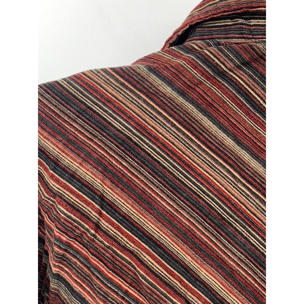 IMPERIAL Women's Brown Striped Corduroy Button-Up Long Sleeve Top SZ M