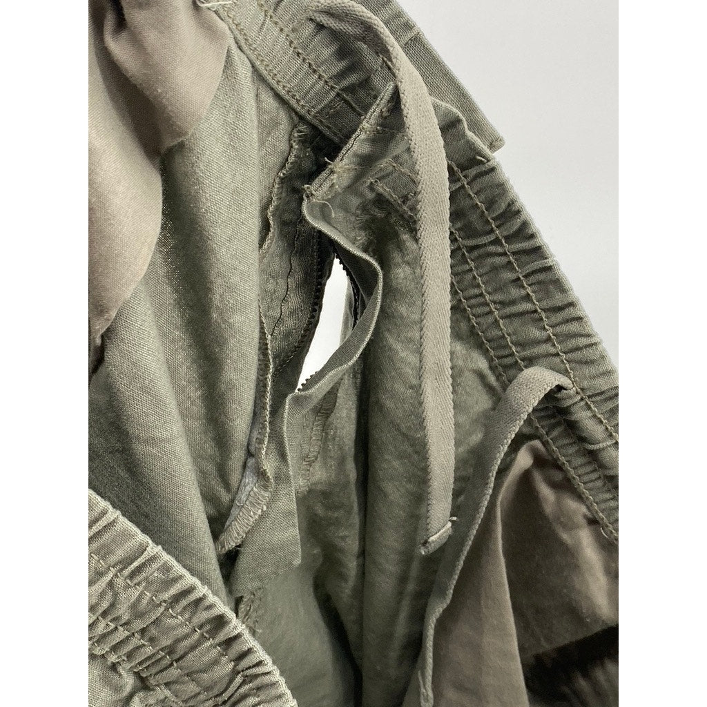 DENIM CO Men’s Army Green Straight Fit Cotton-Linen Pants SZ L