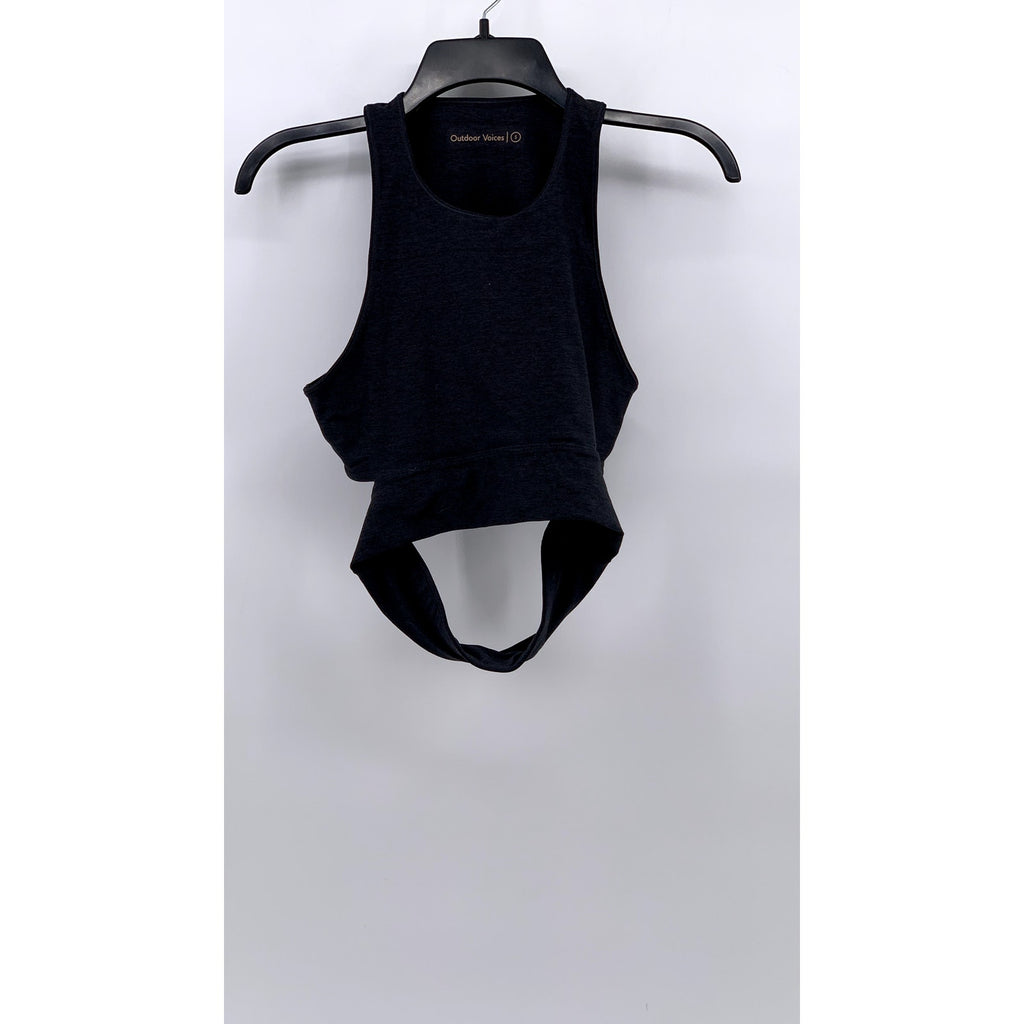 OUTDOOR VOICES Women's Black Cutout Cropped Tank Top SZ XS