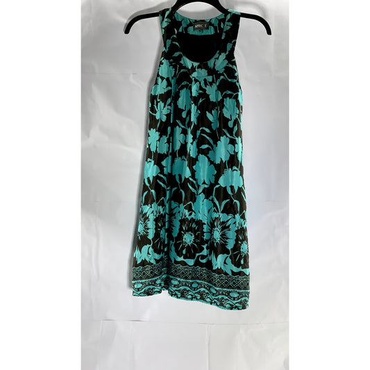 APRICOT Women's Brown-Green Floral Scoop-Neck A-Line Mini Sleeveless Dress SZ XS