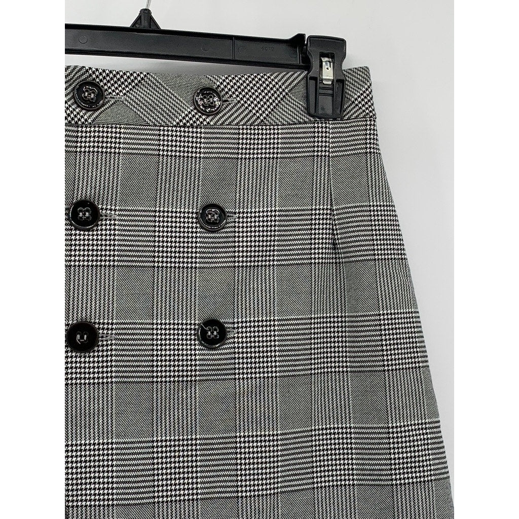 ZARA BASIC Women's Gray-Black Plaid Mini Skirt SZ XS