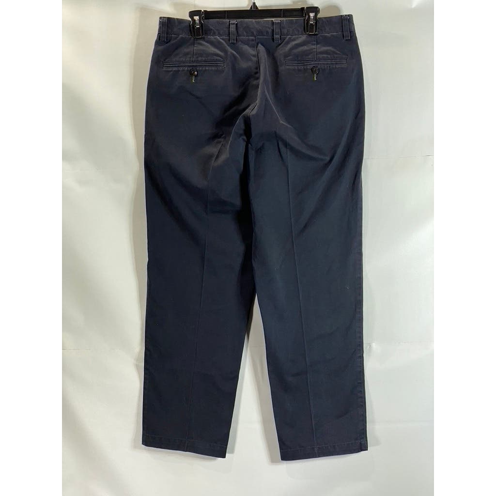 ORVIS Men's Navy Cotton Ultimate Khaki Trim-Fit Plain Front Pants SZ 35