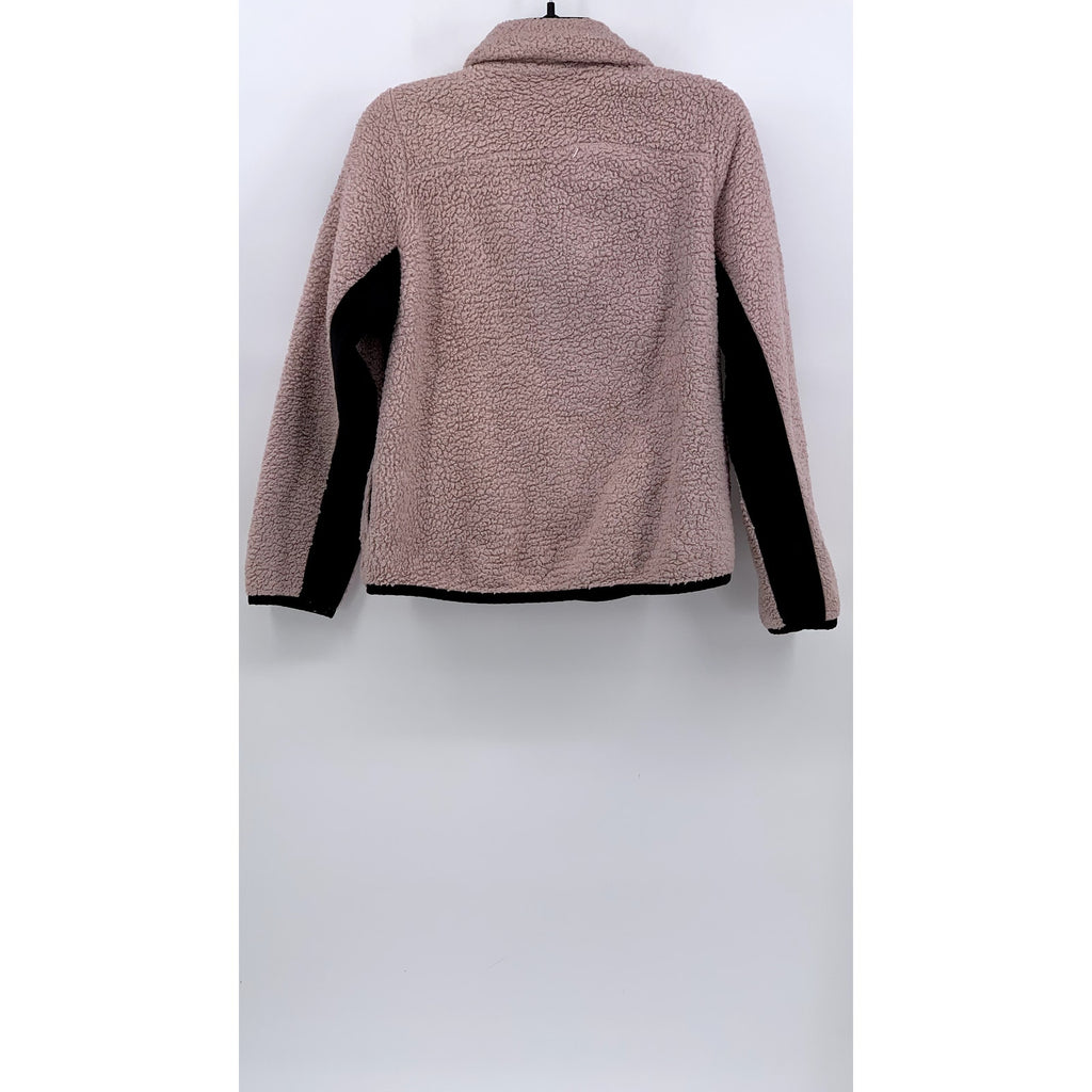 CALVIN KLEIN Women’s Pink-Black Sherpa Fleece Zip-Up Jacket SZ S