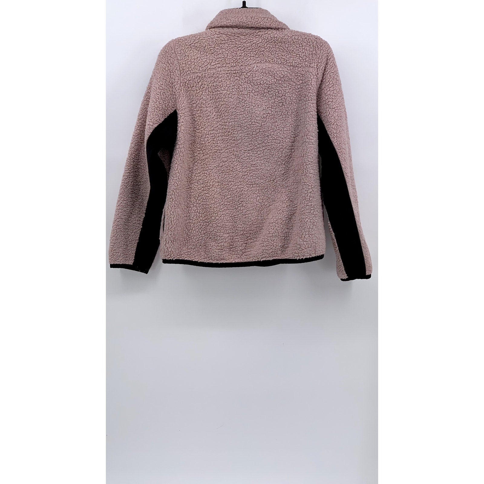 CALVIN KLEIN Women’s Pink-Black Sherpa Fleece Zip-Up Jacket SZ S