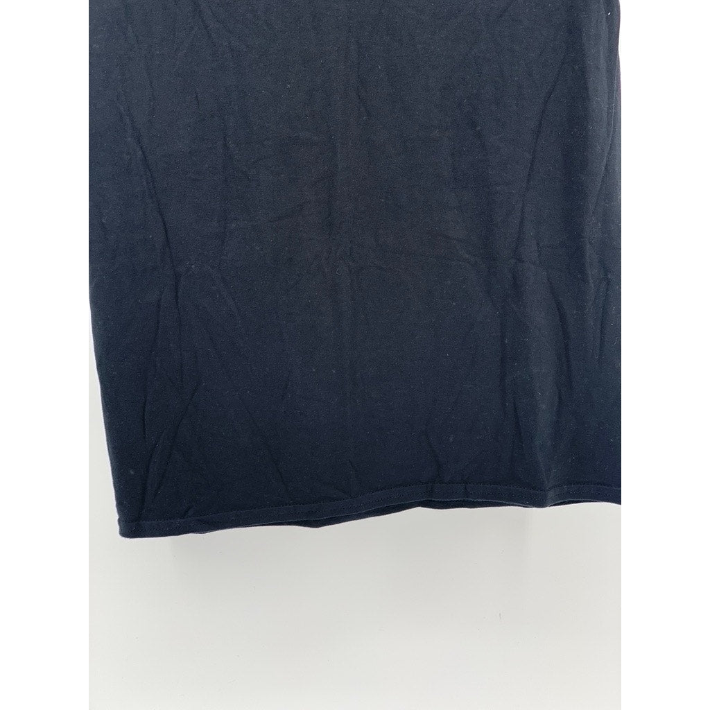 GILDAN Women's Black Daisy Embroidered Logo Crewneck Short Sleeve Top SZ S