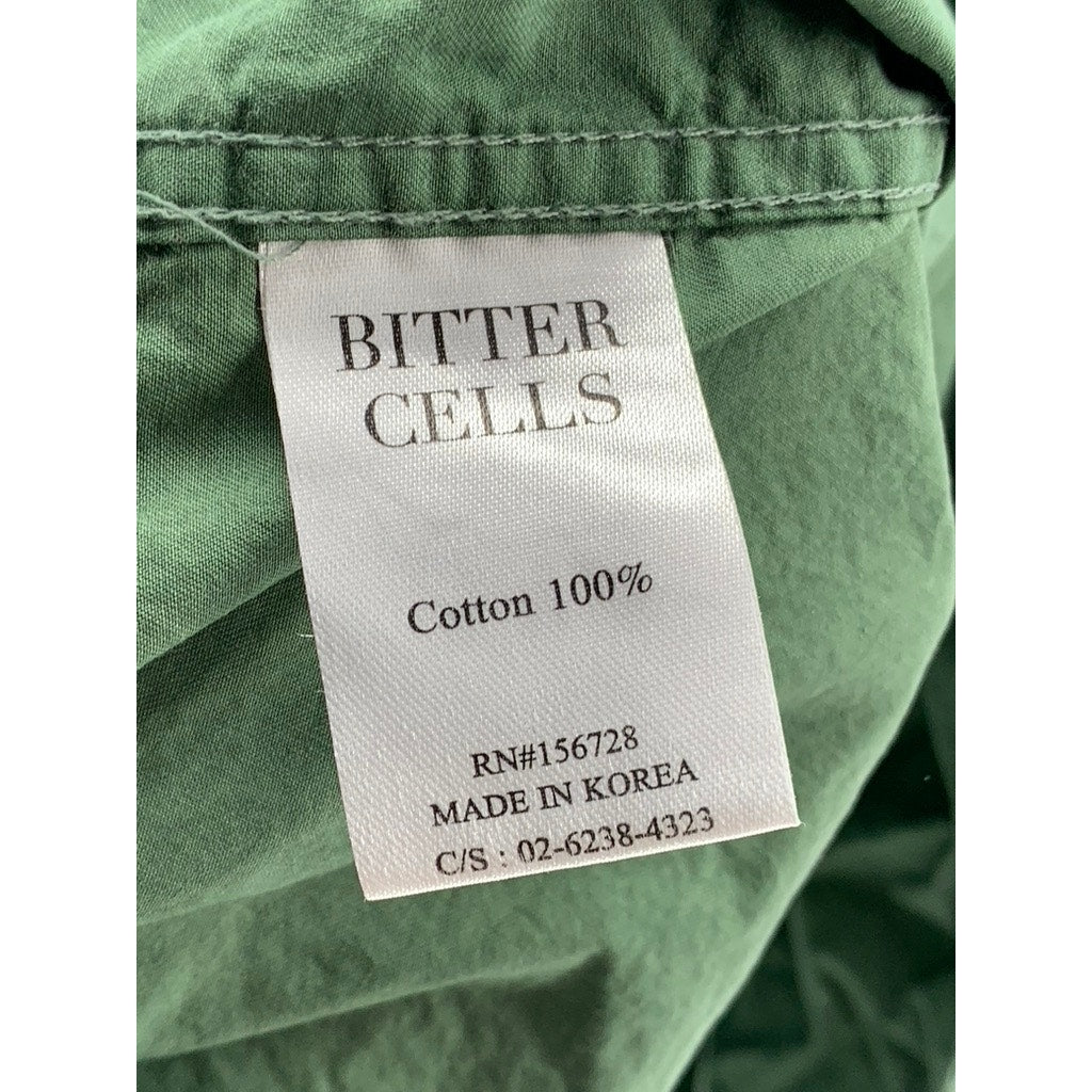 BITTER CELLS Women's Green Button-Up Long Sleeve Top SZ F(OS)