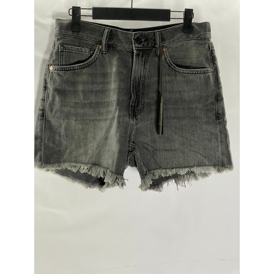 ALLSAINTS Women's Washed Black Yanni Cut-Off Five-Pocket Denim Shorts SZ 29