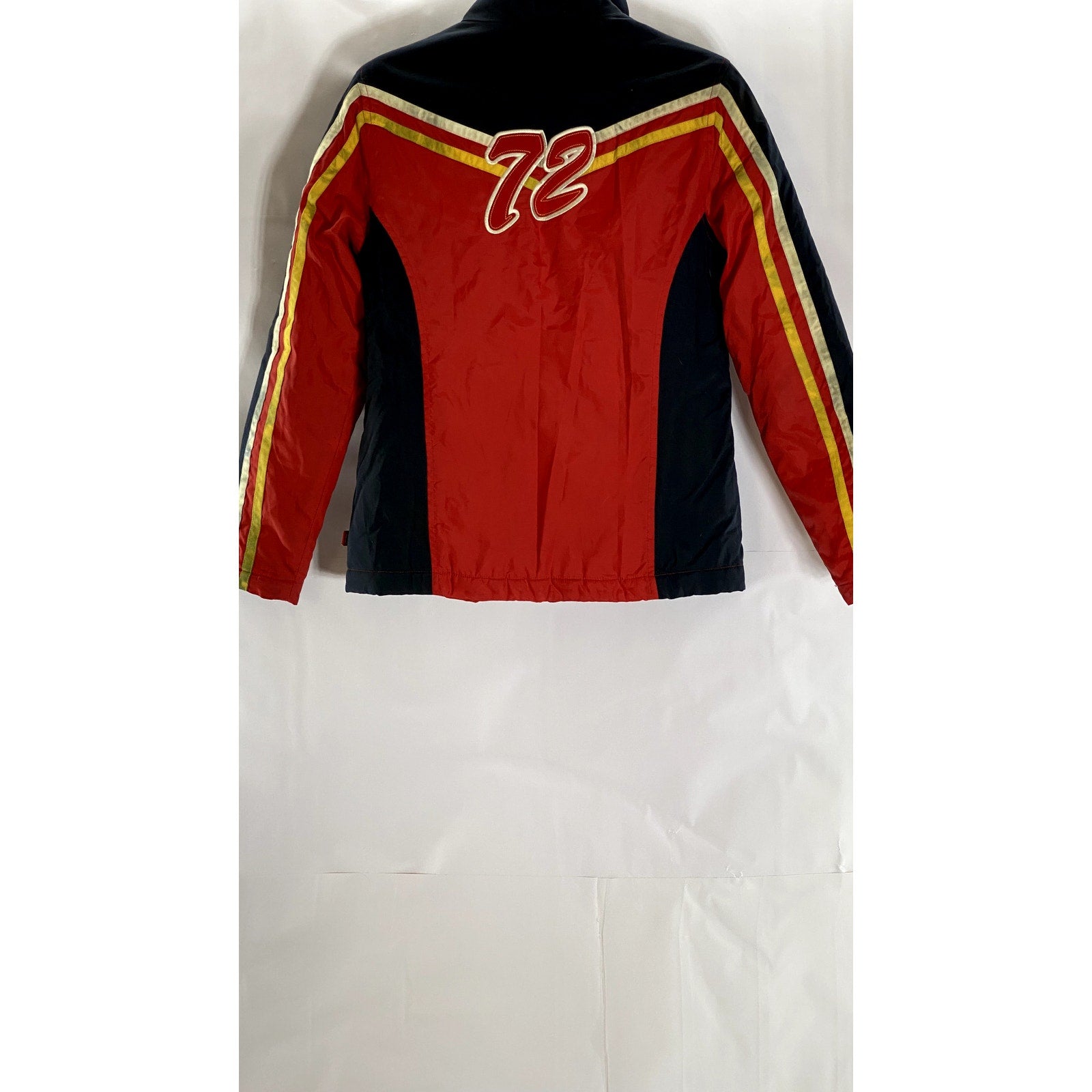 ECKORED Women's Vintage Red/Black Racecar Zip-Up Stand Collar Jacket SZ S
