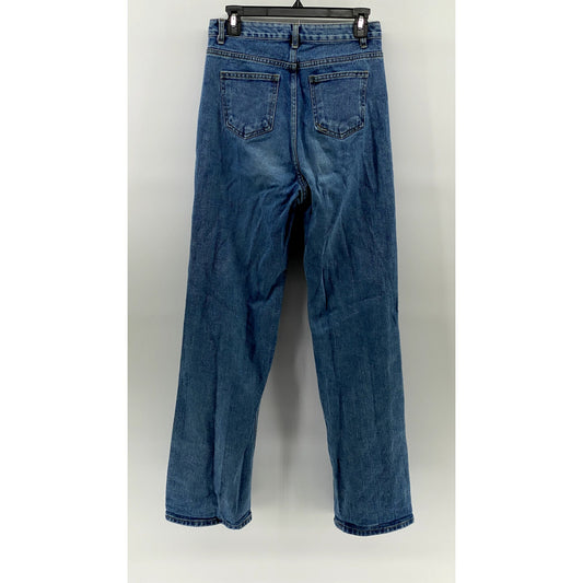 UNBRANDED Women's Medium Blue Denim Straight-Leg High-Rise Jeans SZ 29