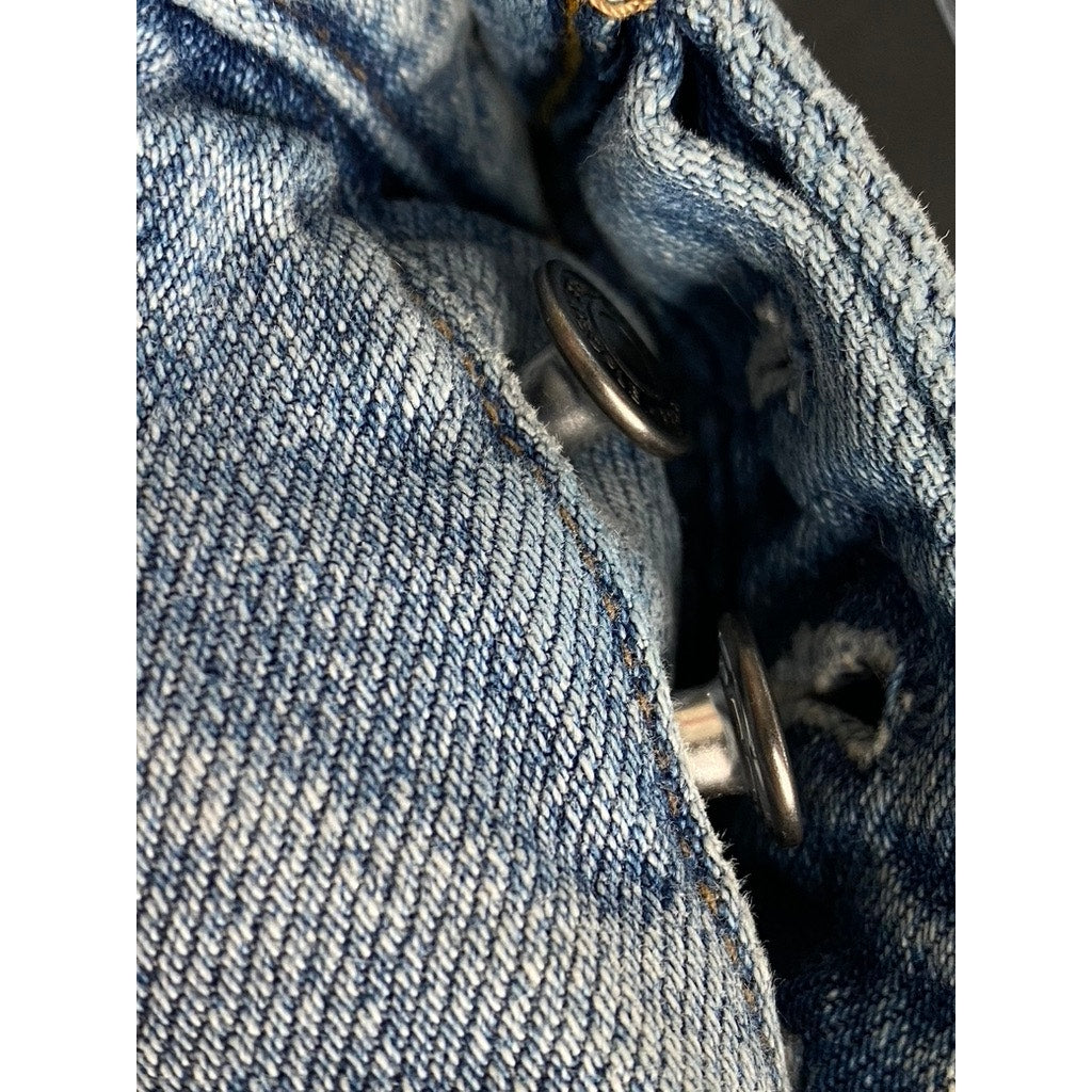 WE THE FREE Women’s Blue Denim Distressed Raw-Hem Short Shorts SZ 24