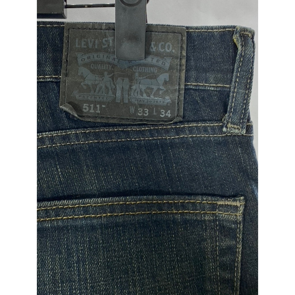 LEVI'S Men's Indigo Blue 511 Denim Slim-Fit Five-Pocket Jean SZ 33X34