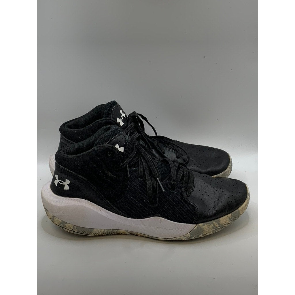 UNDER ARMOUR Kids Black-White Basketball Sneakers SZ 7Y