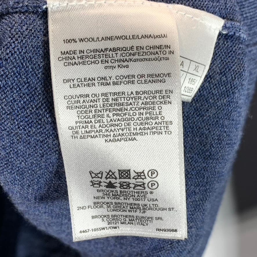 BROOKS BROTHERS Men's Blue Quarter-Zip Saxxon Wool Pullover Sweater SZ XL