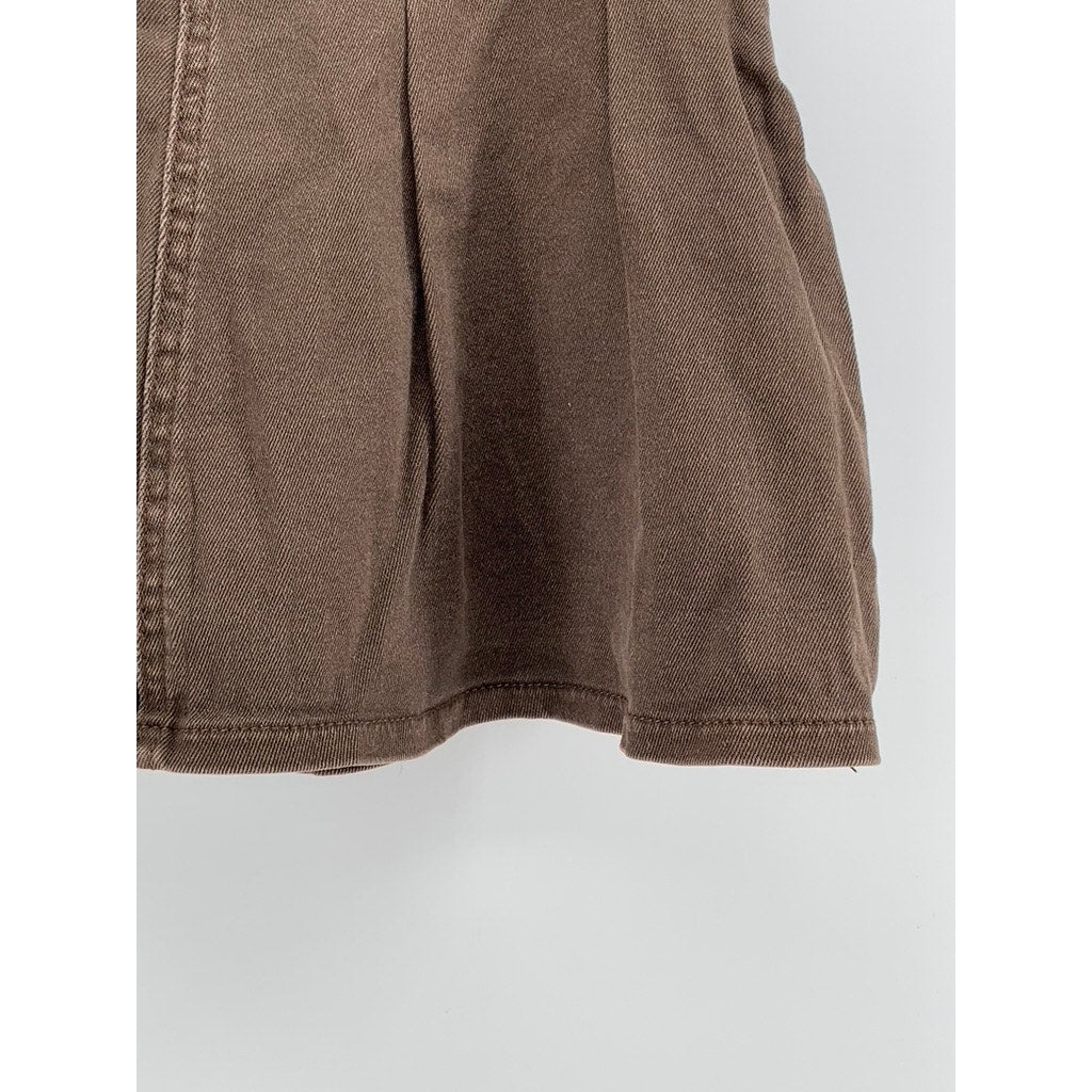 DAZY Women's Brown Denim Pleated A-Line Mini Skort SZ L