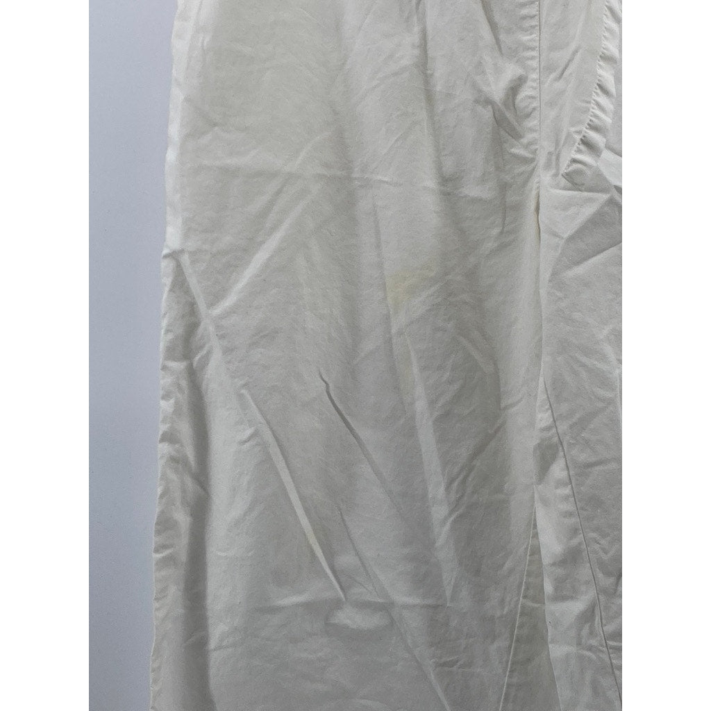 BDG Women's White Drawstring Relaxed-Fit Straight-Leg Pull-On Pants SZ S