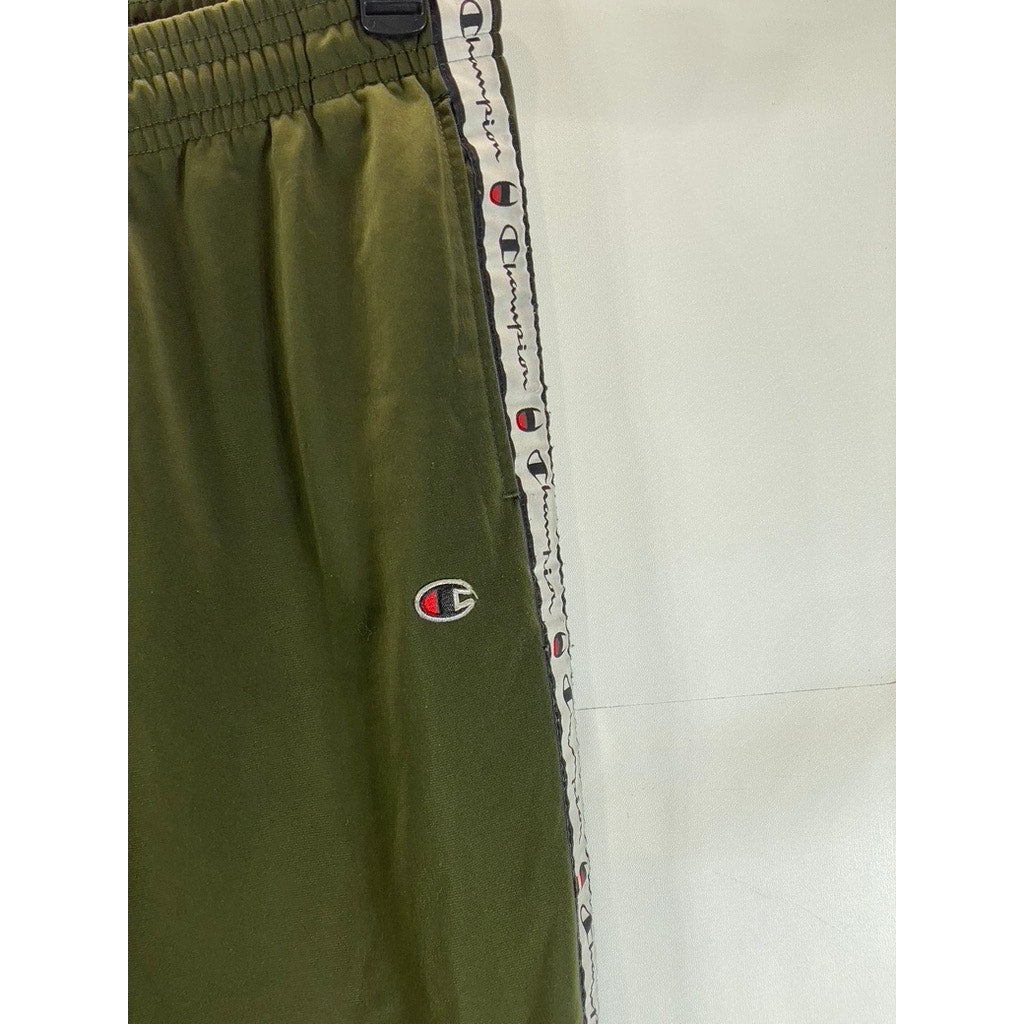 CHAMPION Men's Olive Green Logo Side Tape Pull-On Elastic Waist Track Pant SZ XL