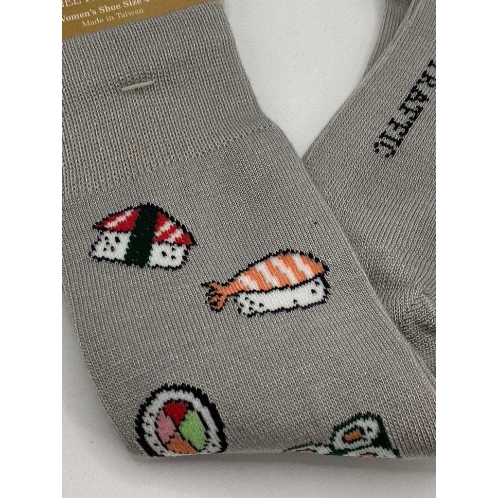 FOOT TRAFFIC Women's Gray Sushi Print Pull-On Knee High Knit Socks SZ OS