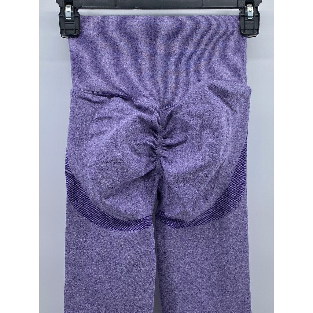 FASHION NOVA SPORT Women's Heathered Purple Scrunched High-Waist Leggings SZ XS