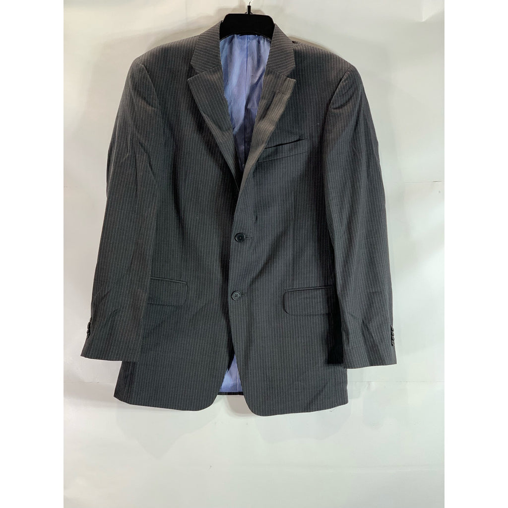 TOMMY HILFIGER Men's Gray Pinstripe Regular-Fit Two-Button Wool Blazer SZ 38R