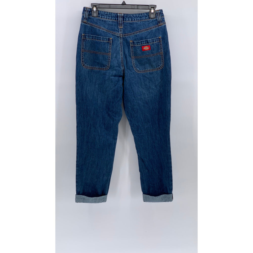 DICKIES Women's Vintage Y2K Blue Denim Cuffed Five-Pocket Jeans SZ 7/28