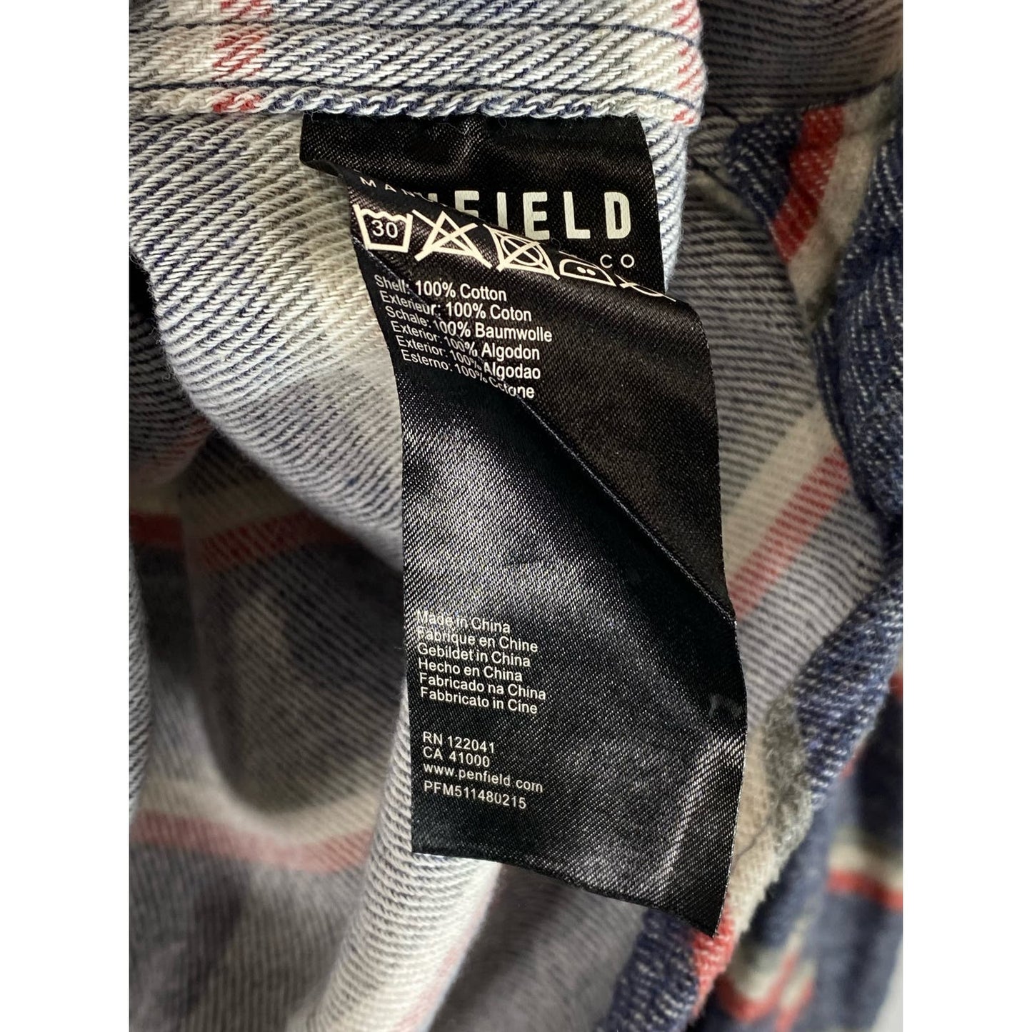 PENFIELD Men's Navy Striped Classic-Fit Button-Up Long Sleeve Shirt SZ M