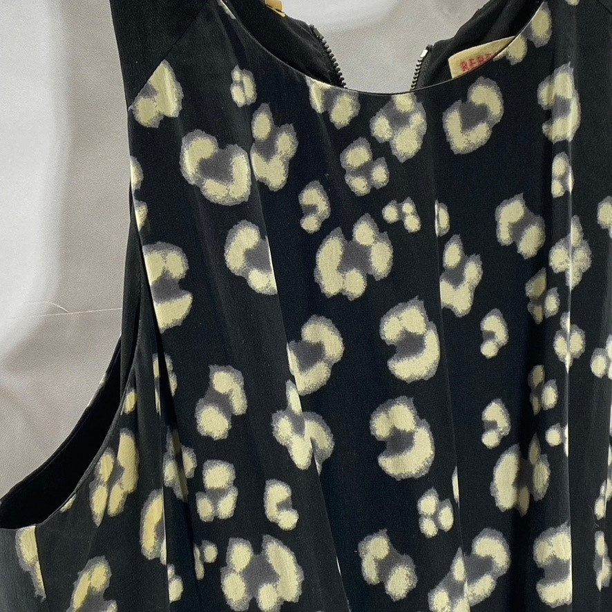 REBECCA TAYLOR Women's Black Animal Cheetah Printed Silk Fit & Flare Dress SZ 6
