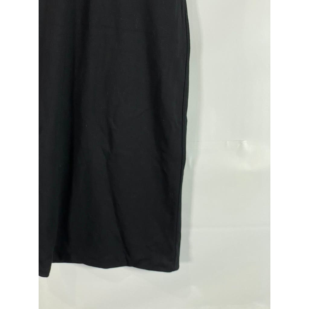 AQ/AQ Women's Black Deep Plunge V Neck Sleeveless Jane Knee Length Dress SZ 0