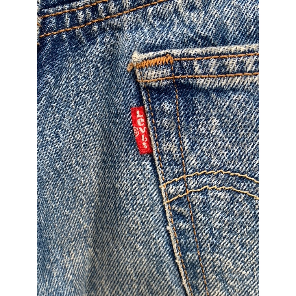 LEVI'S Men's Blue Distressed 501 S Vintage Skinny-Leg Regular-Fit Jeans SZ 30X28