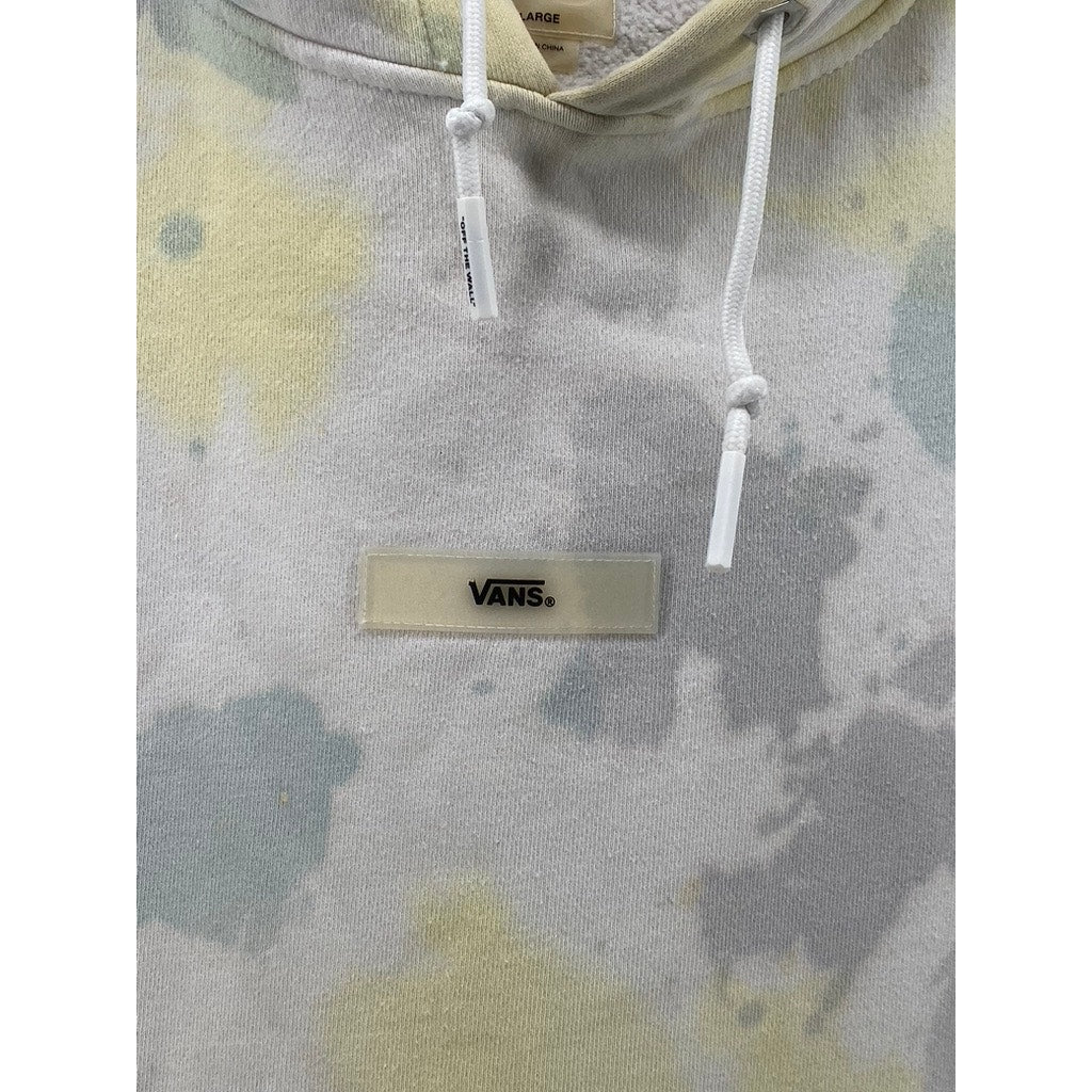 VANS Men’s White-Green Tie-Dye Regular-Fit Long Sleeve Hoodie SZ L