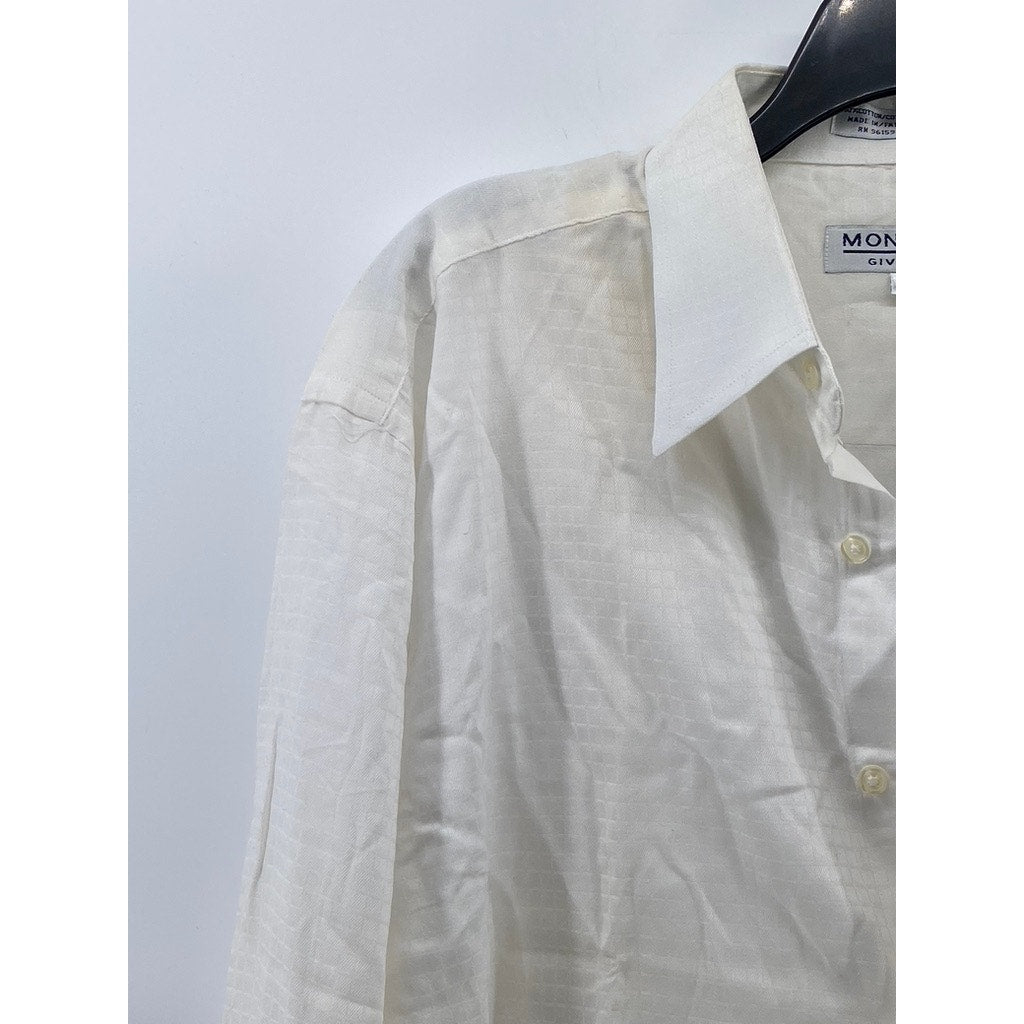 MONSIEUR BY GIVINCHY Men's Vintage White Regular-Fit Button-Up Shirt SZ 15.5