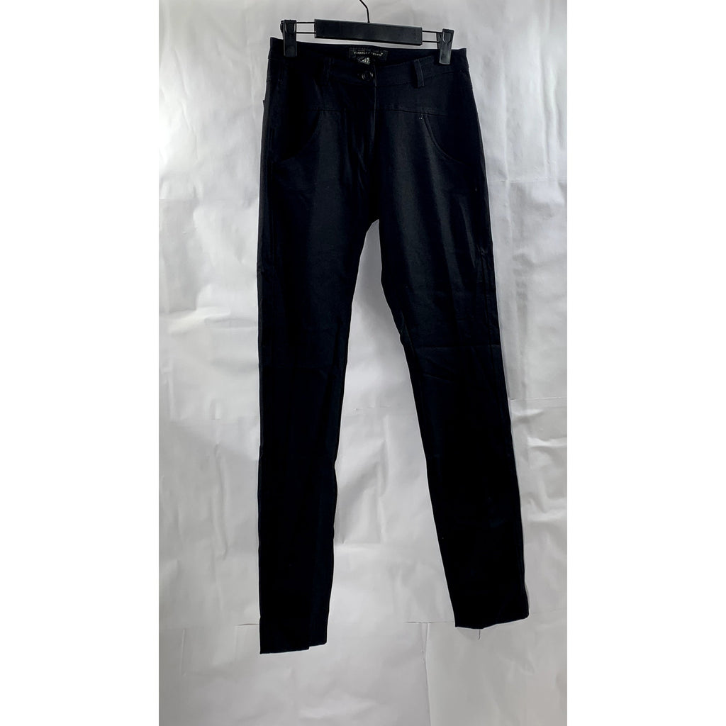 ISABEL DE PEDRO Women's Black Solid Extra Slim Leg 4-Pocket Trouser SZ 4