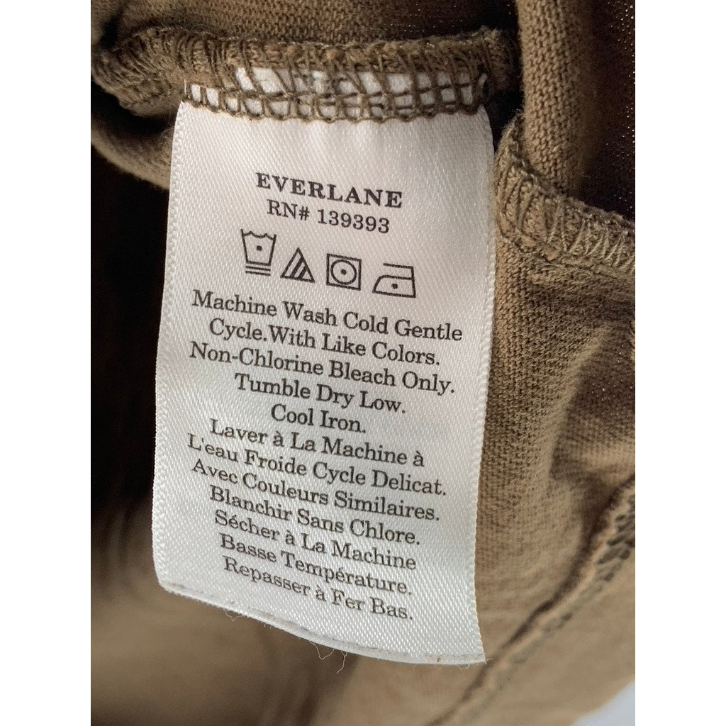 EVERLANE Women's Brown Crewneck Organic Cotton Slouch Short Sleeve Top SZ XS