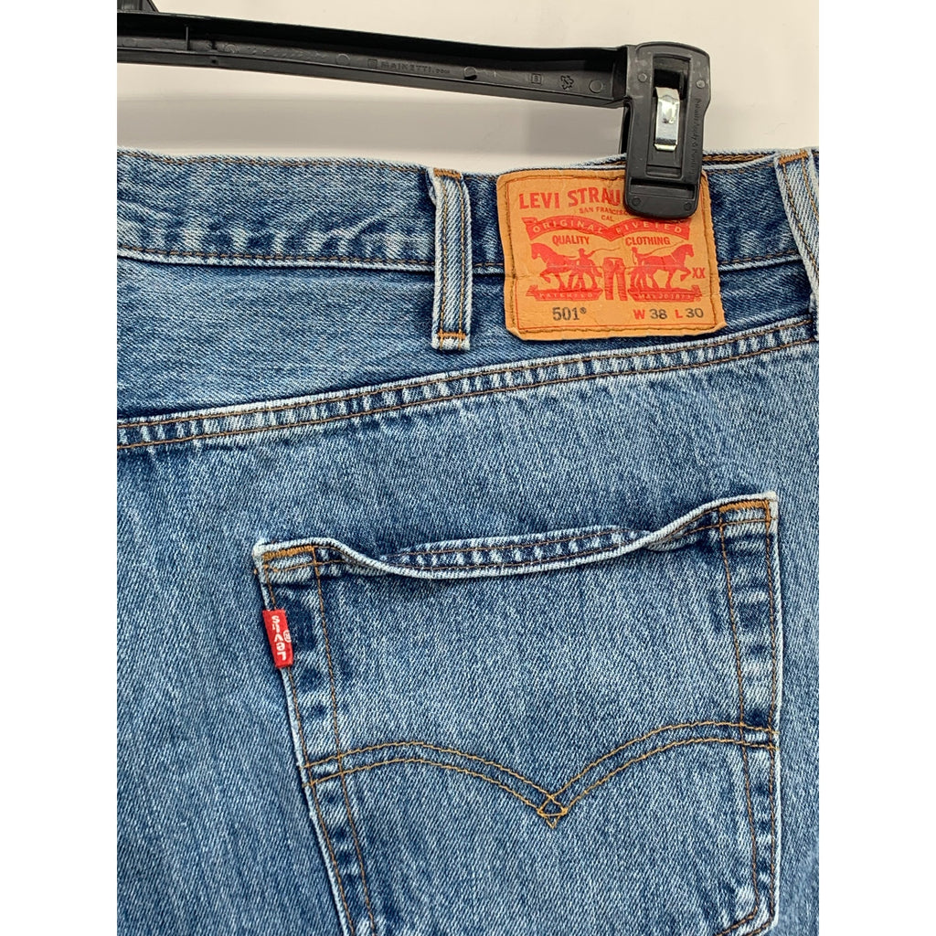 LEVI'S Men's Medium Blue Denim 501 Regular-Fit Slim-Leg Jeans SZ 38X30