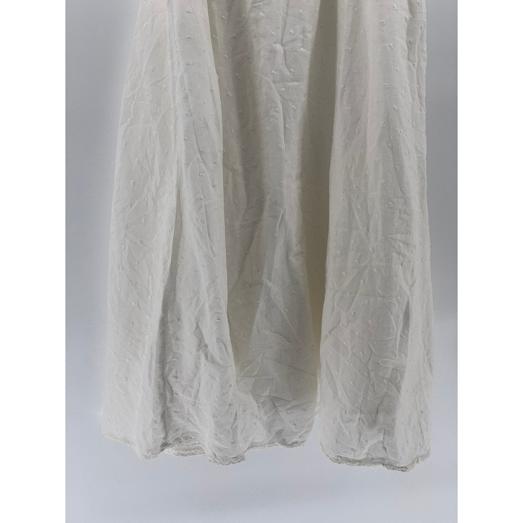 CALVIN KLEIN JEANS Women’s White Knit V-Neck Sleeveless Midi A-Line Dress SZ L
