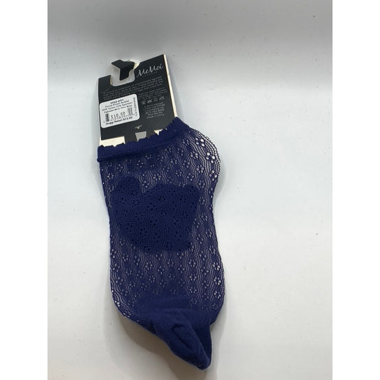 MEMOI Women's Floral Patriotic Navy Blue Lace Ruffle-Trim Ankle Socks SZ OS