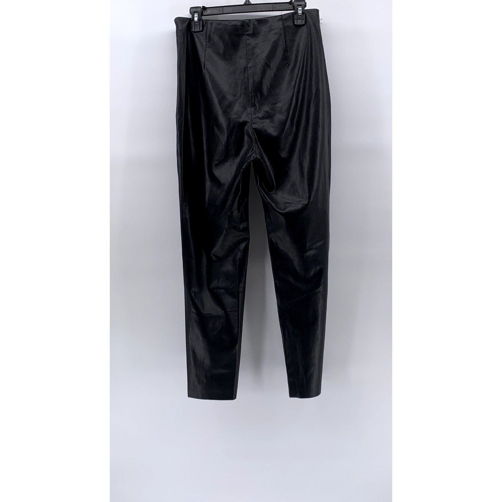 ZARA Women's Black Faux Leather High-Rise Pull-On Ankle Pants SZ L
