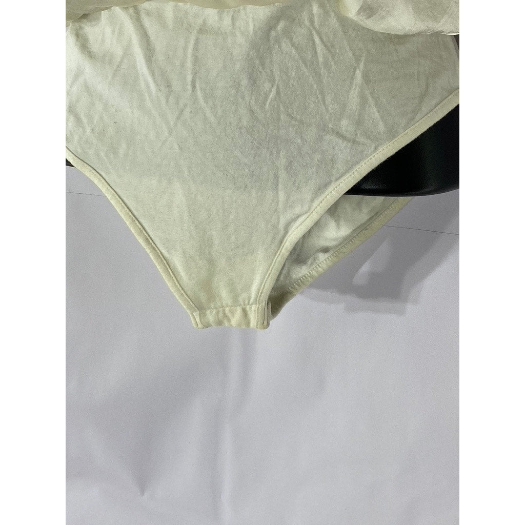OUT FROM UNDER Women's Cream Surplice V-Neck Sleeveless Halter Bodysuit SZ M