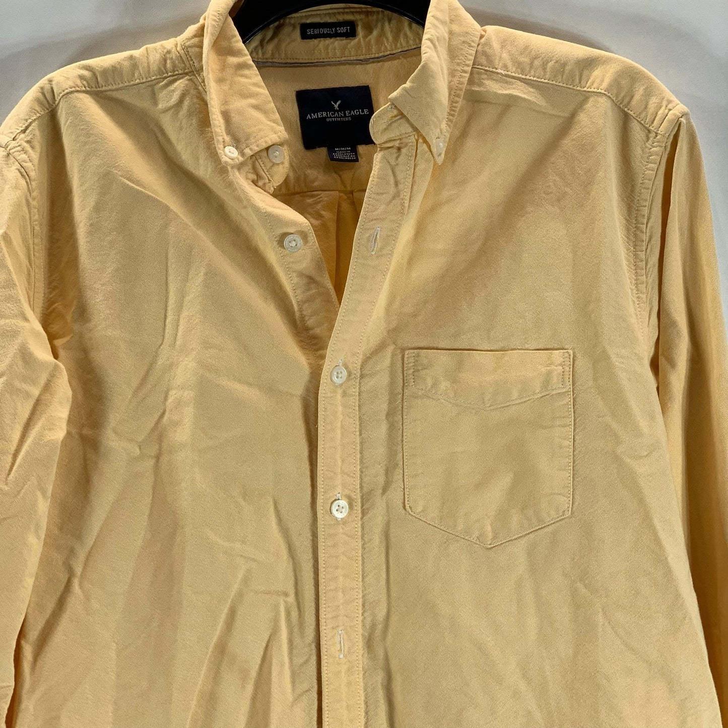 AMERICAN EAGLE OUTFITTERS Men's Yellow Seriously Soft Button-Up Shirt SZ M