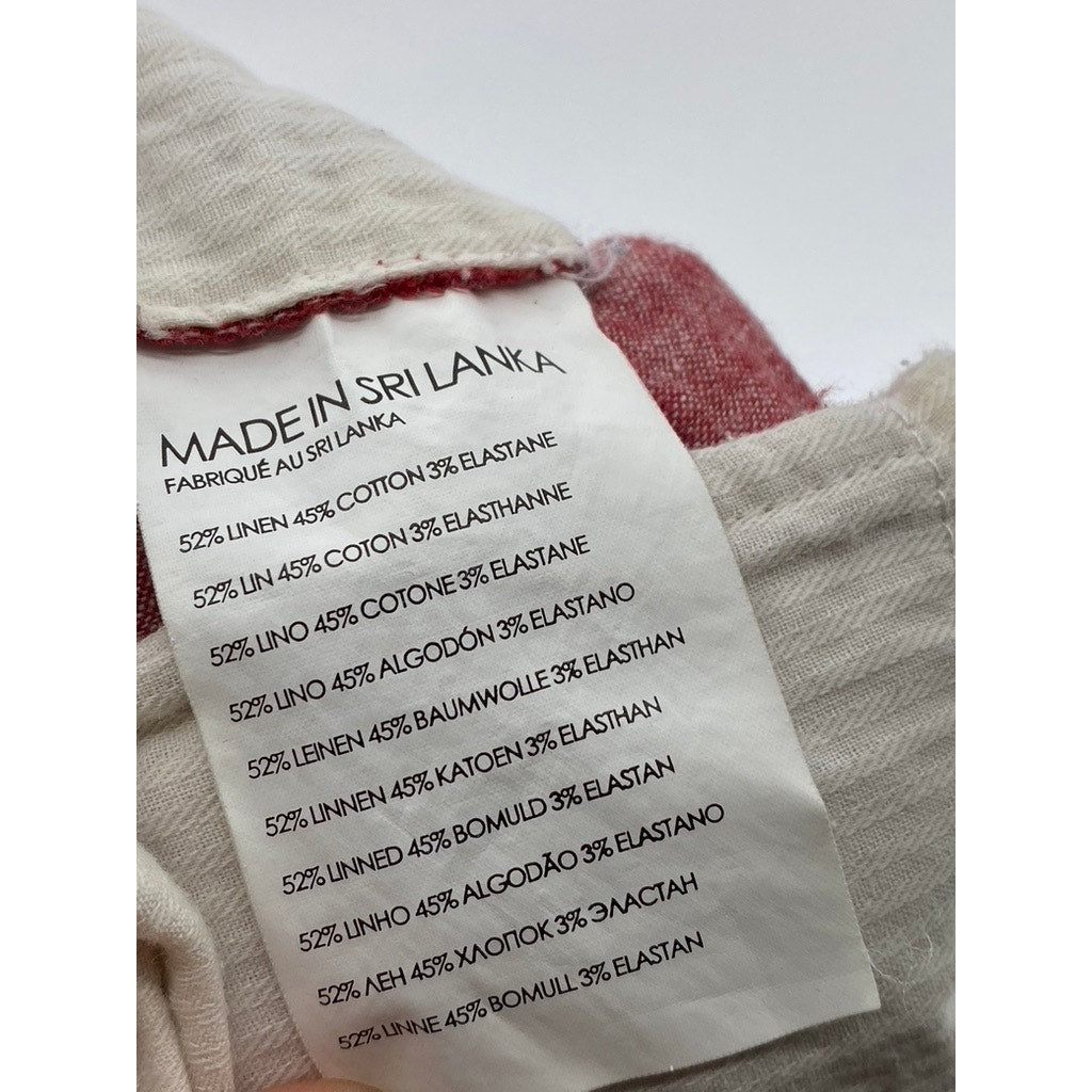 CLUB MONACO Men's Red Linen-Blend Maddox-Fit Chino Shorts SZ 33