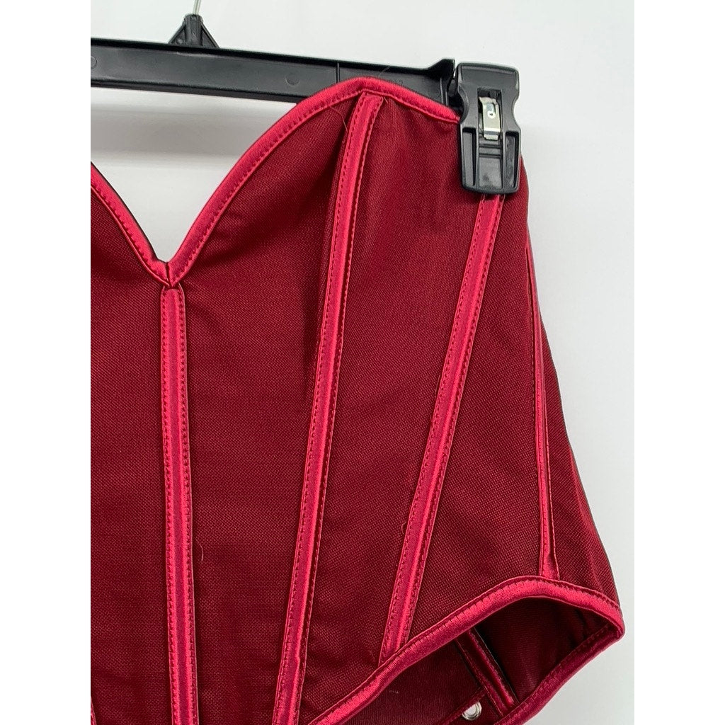 UNBRANDED Women's Red Lace-Back Strapless Corset Top SZ XS