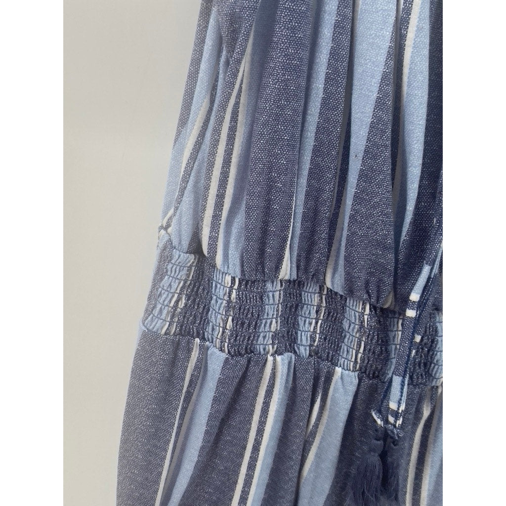 DEREK HEART Women's Blue Plus Striped Short Sleeve Jumpsuit SZ 2X