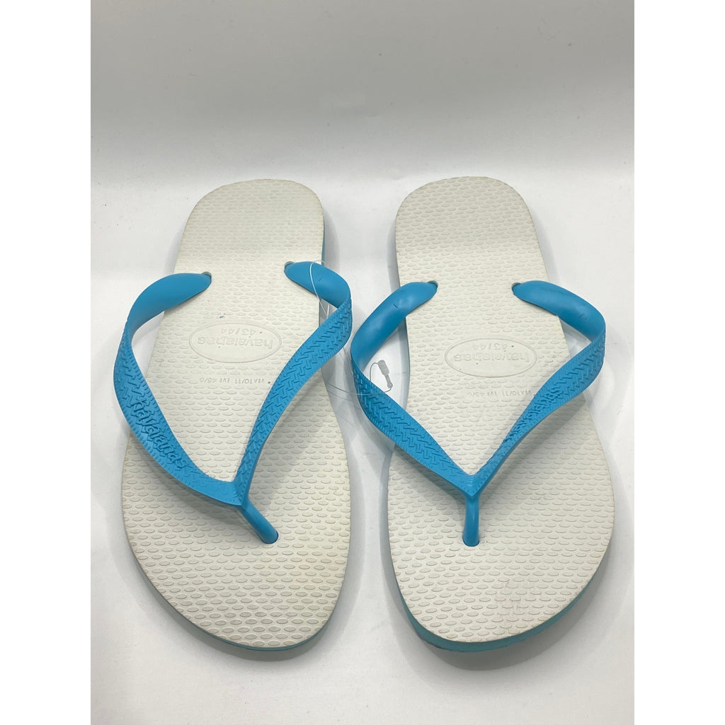 HAVAIANAS Women's Teal-White Casual Flip-Flip Sandals SZ 10/11