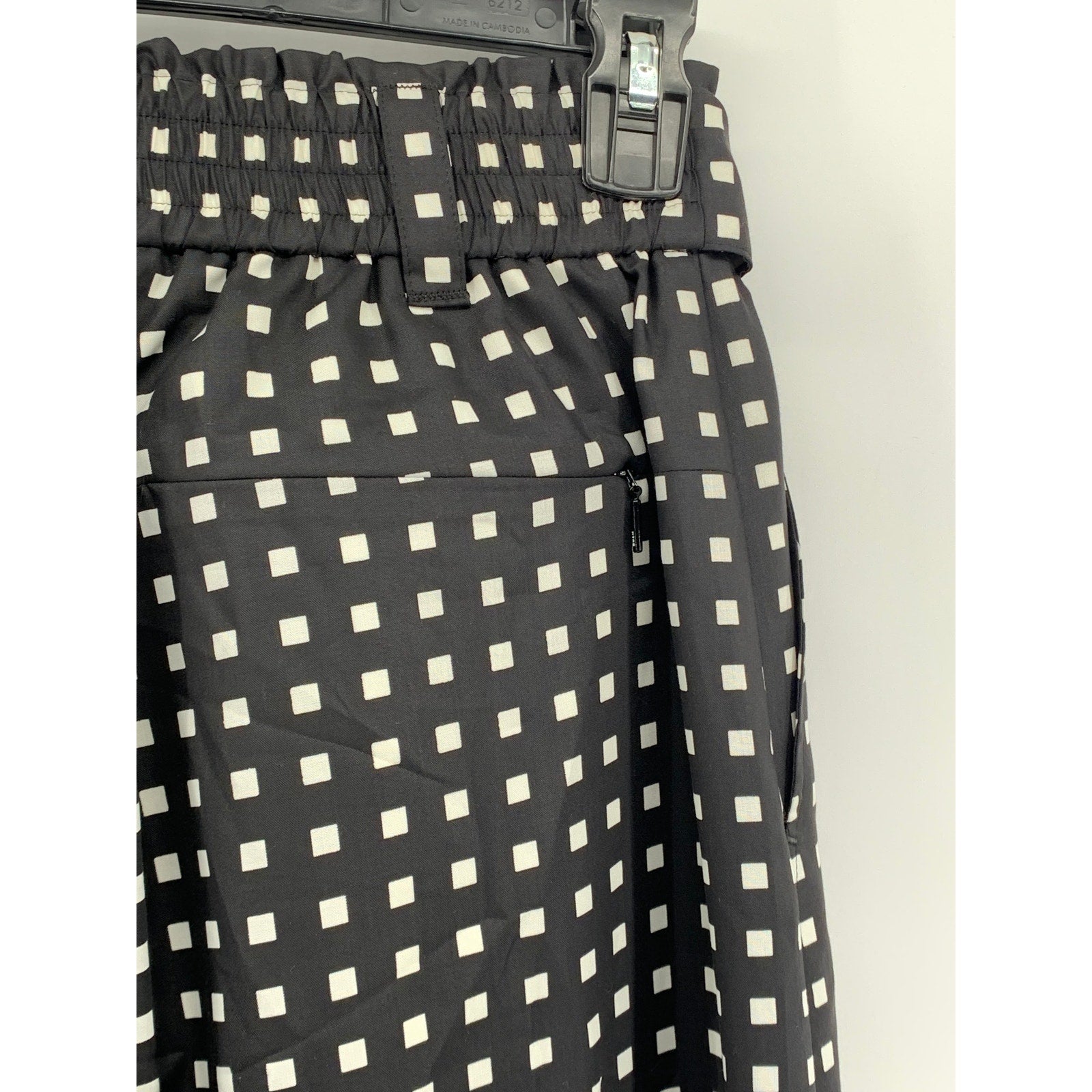 HYKE Women's Black-White Square Print Belted Wide-Leg Relaxed-Fit Pant SZ 2
