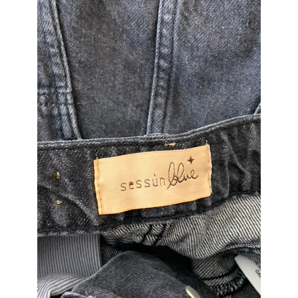 SESSUN BLUE Women's Black Denim Amadeo Split Button Front Skirt SZ 36(US4)