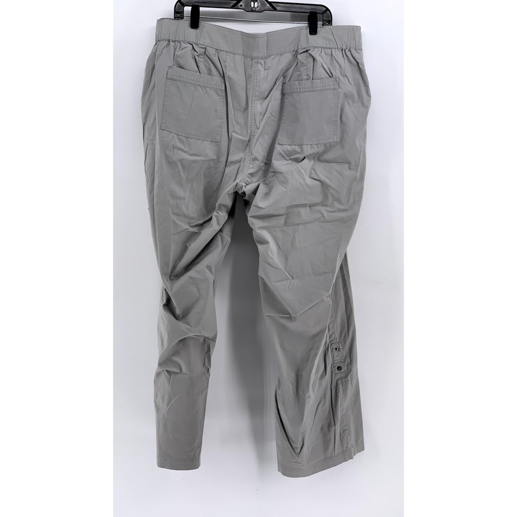 CHICO'S Women's Gray Solid Straight Leg Roll-Hem Pants SZ 3(XL)